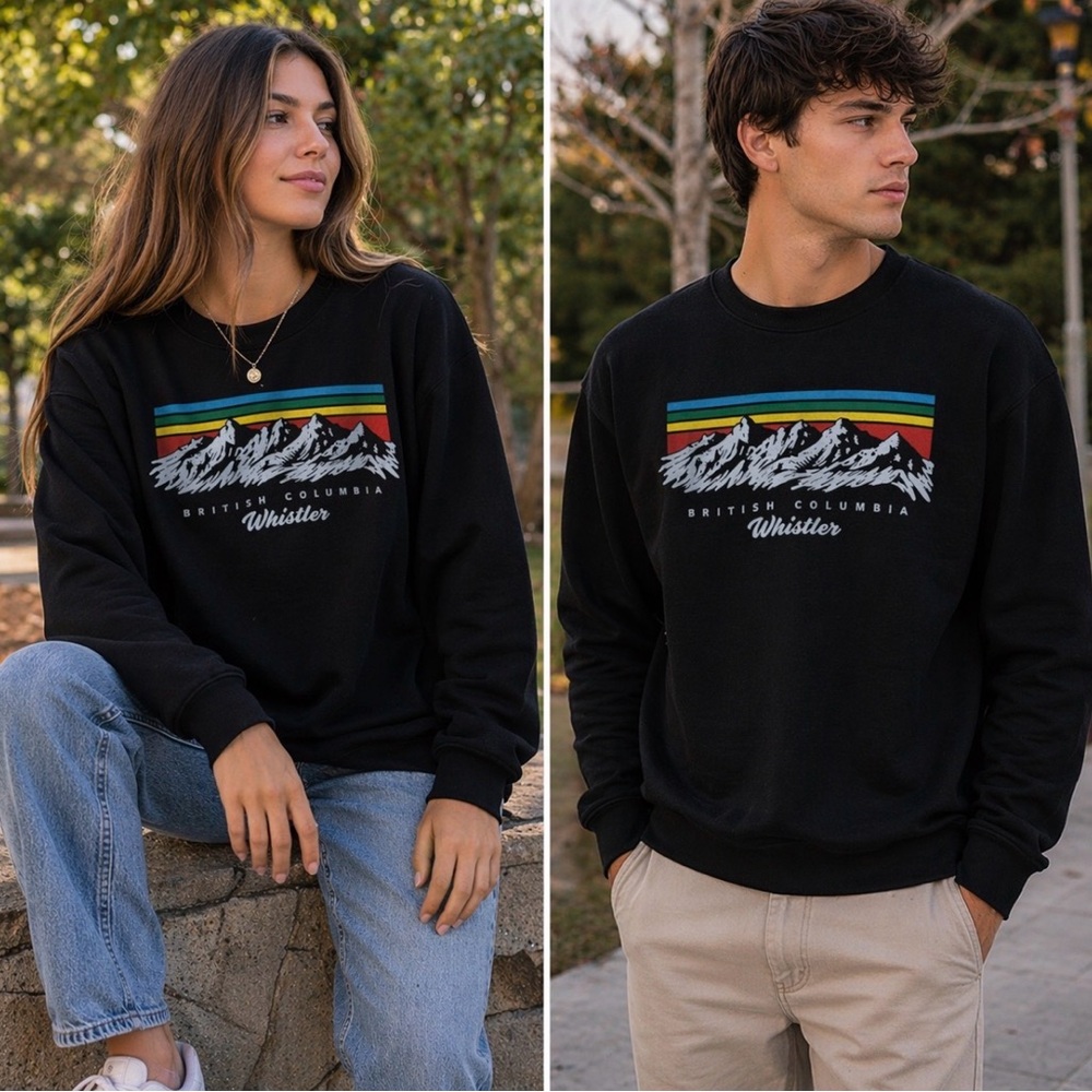 Black Graphic Mountain Sweatshirt - Unbranded